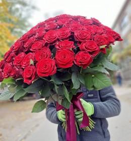 101  червона місцева троянда 60см
